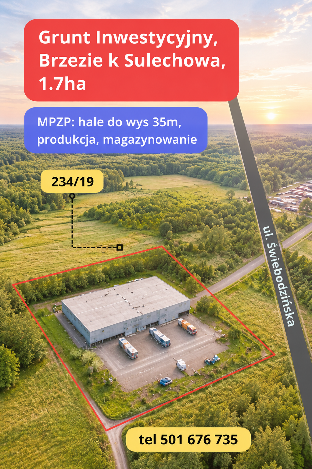 Działka 1.7ha pod logistykę, mgznwanie, produkcję, lubuskie