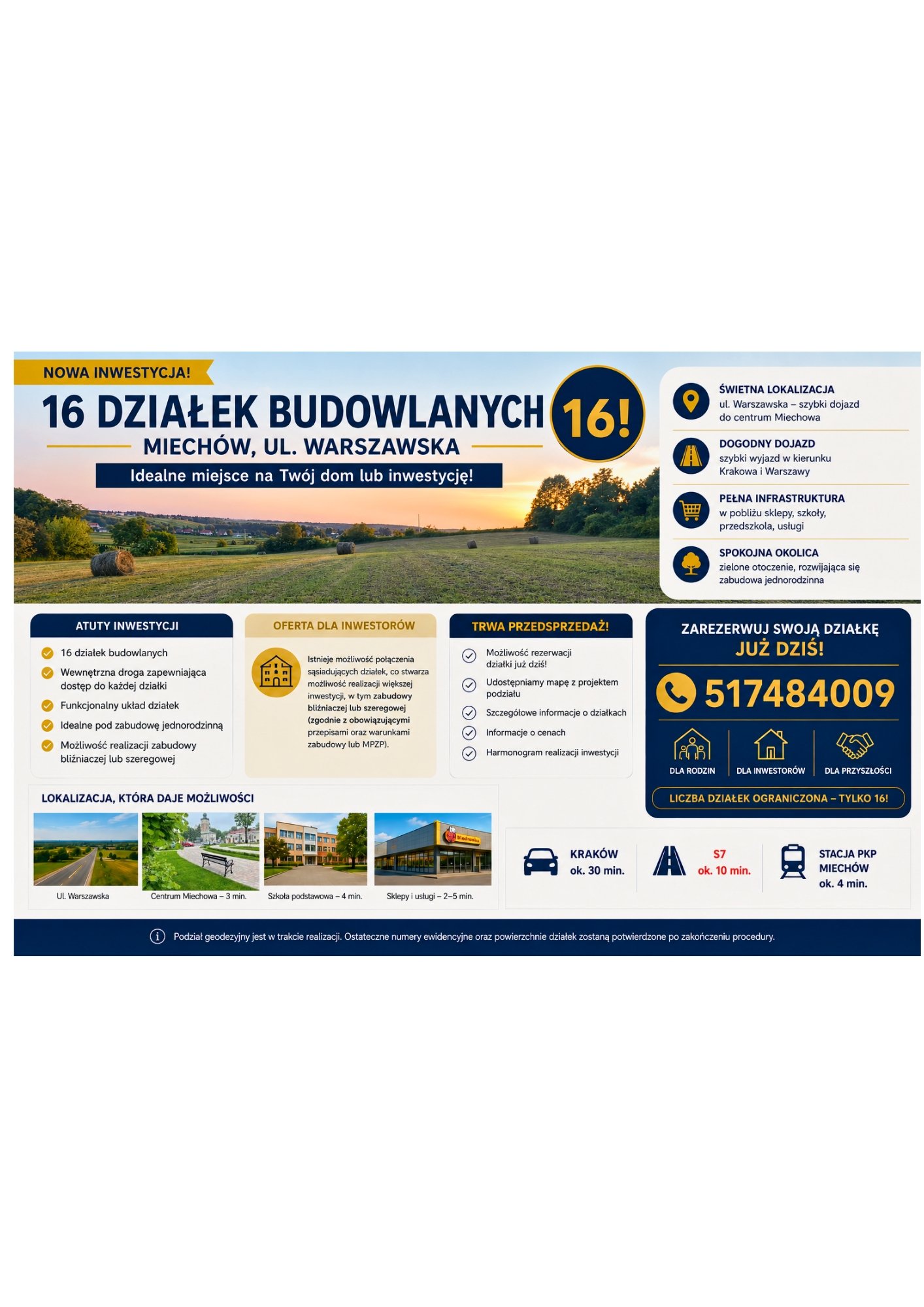 Woj.malopplskie działki budowlane Miechów!